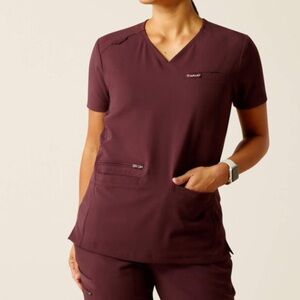Ariat Women's V-Neck Short Sleeve Top and Pants in Deep Burgundy